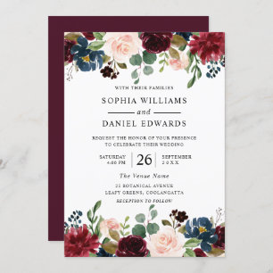 Invitación Hermoso Boda floral de Rubor en Borgoña