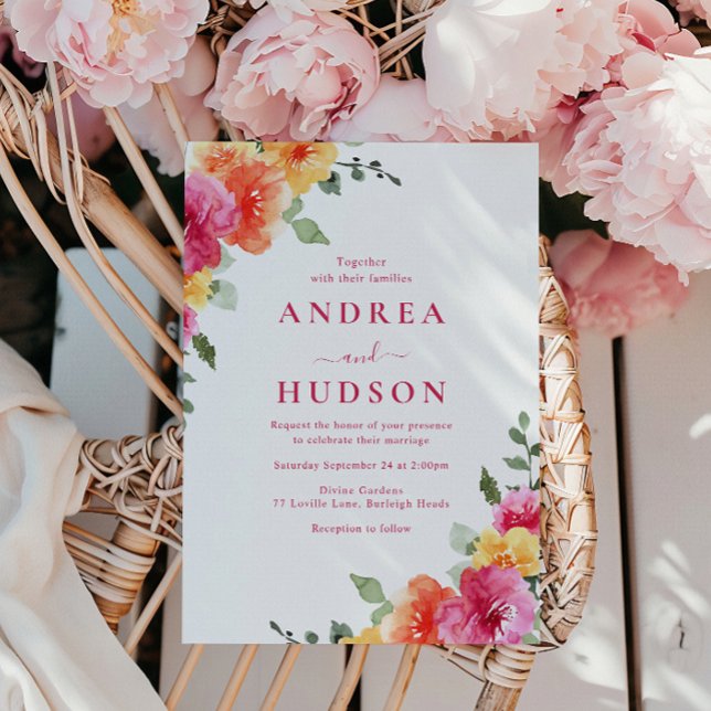 Invitación Hermoso Boda floral de verano de primavera vibrant (Subido por el creador)