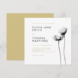 Invitación Hermoso Boda floral negro elegante rústico salvaje