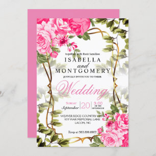 Invitación Hermoso Boda Floral Rosa