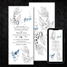 Invitación Hermoso Boda japonés de natación de pescado Koi Fi