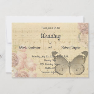Invitación Hermoso boda mariposa romántico