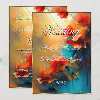 Invitación Hermoso Boda moderno con flores de colores