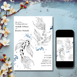 Invitación Hermoso Boda moderno japonés Koi Fish