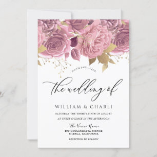Invitación Hermoso Boda moderno rosa rosado Rubor