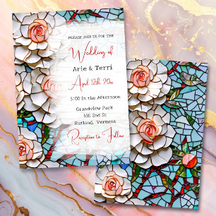 Invitación Hermoso Boda Mosaico de Vidrio y Tile