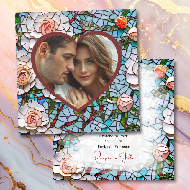 Invitación Hermoso Boda Mosaico de Vidrio y Tile (Subido por el creador)
