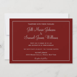 Invitación Hermoso Boda rojo y gris