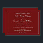 Invitación Hermoso Boda rojo y gris<br><div class="desc">Este bonito esquema de color rojo y gris es ideal para tu boda. Con un fondo rojo,  su información se encuentra dentro de un marco gris. El texto también está escrito en este color gris complementario. ¡Personalice hoy estas invitaciones de boda!</div>