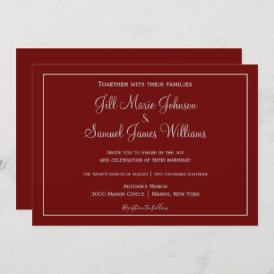 Invitación Hermoso Boda rojo y gris