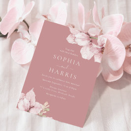 Invitación Hermoso Boda Rosa de Rubor Floral Petals con polvo