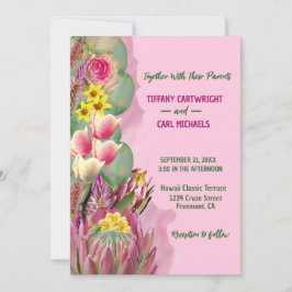 Invitación Hermoso Boda rosa del jardín floral botánico