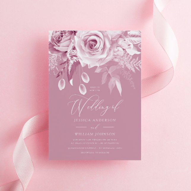 Invitación Hermoso Boda Rosa Rosa Dusty, diseñador (Subido por el creador)