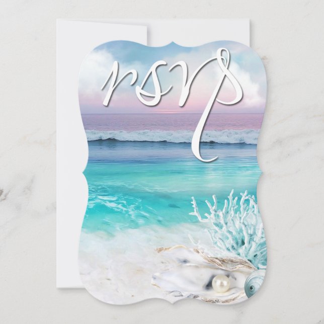 Invitación HERMOSO Boda RSVP SOBRE EL OCEAN TROPICAL SUNRISE (Anverso)