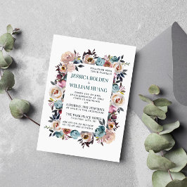 Invitación Hermoso Boda Verde azulado Floral Spring Pastel