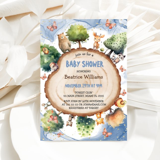 Invitación Hermoso bosque azul niño ducha (Subido por el creador)
