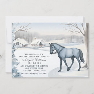 Invitación Hermoso bosque de invierno Nacimiento de Caballo B