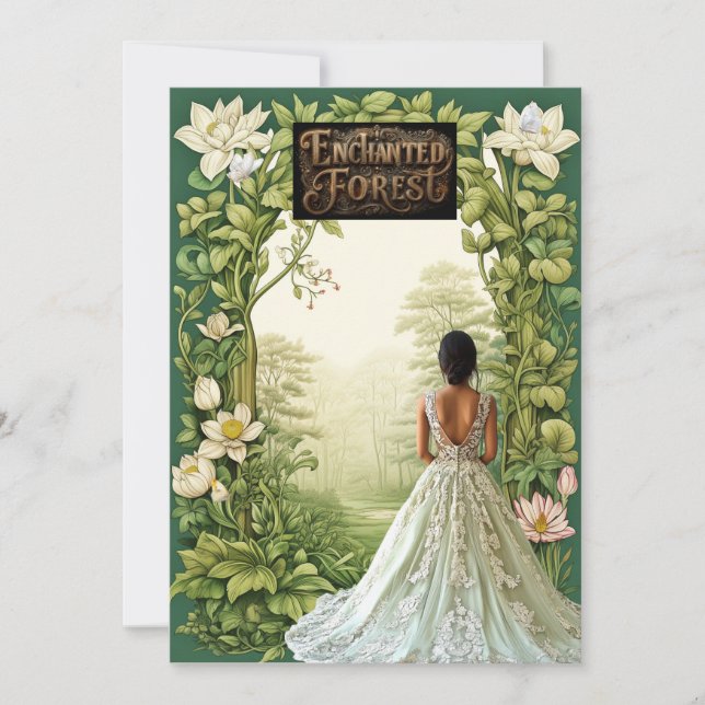 Invitación Hermoso Bosque Encantado Dulces 16   (Anverso)