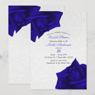 Invitación Hermoso Bridal Shower de Rosas Azules con Textura