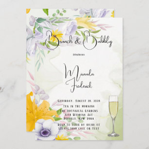 Invitación Hermoso Brunch floral de primavera y burbuja