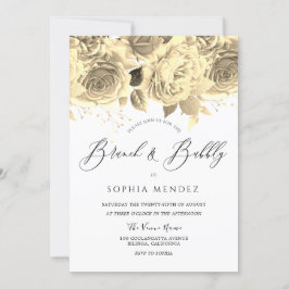 Invitación Hermoso brunch floral dorado ducha de novia Brunch