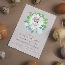 Invitación Hermoso Bunny Floral Wreath Easter Brunch