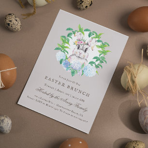 Invitación Hermoso Bunny Floral Wreath Easter Brunch