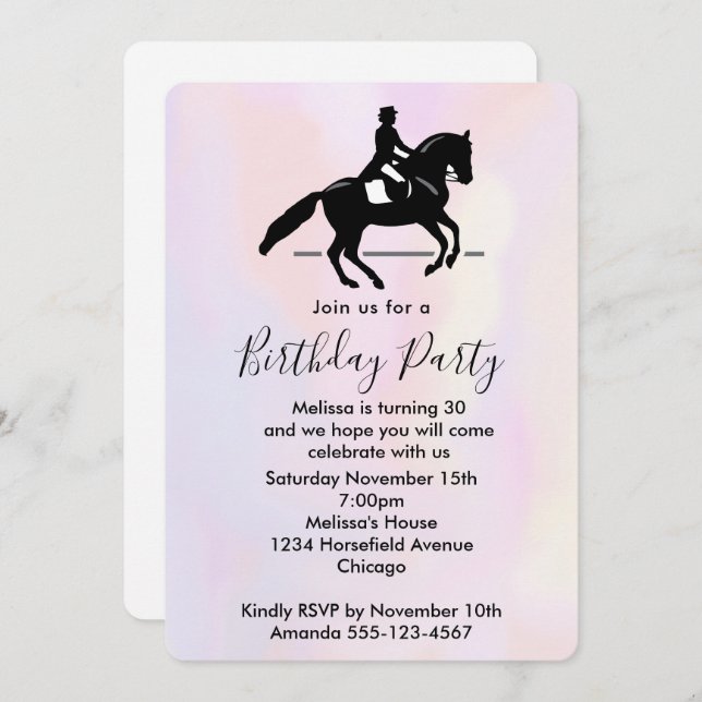 Invitación Hermoso caballo blanco corriendo en el cumpleaños  (Anverso / Reverso)