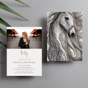 Invitación Hermoso caballo moderno foto 30 cumpleaños