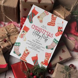 Invitación Hermoso calcetín de acuarela para fiesta de Navida