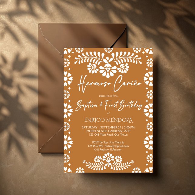 Invitación Hermoso carino terracotta cumpleaños mexicano (Hermoso carino terracotta Mexican fiesta birthday party 
 baptism Invitation cards  template)