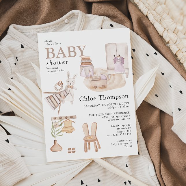 Invitación Hermoso Chica de Nursery Boho Baby Shower (Subido por el creador)