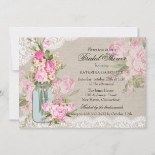 Invitación Hermoso Chiclé Sencillo de Encaje y Floral para De