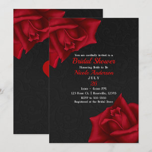 Invitación Hermoso Chorro Nupcial de Rosas Rojas con Textura