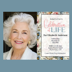Invitación Hermoso Collage Floral Celebración De La Vida