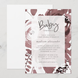 Invitación Hermoso color Rosa Floral Baby Sprinkle