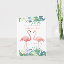 Invitación Hermoso Cuento de Hadas Para Dos Flamingo Flor Tro
