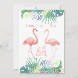 Invitación Hermoso Cuento de Hadas Para Dos Flamingos Flor Tr