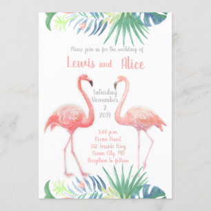 Invitación Hermoso Cuento de Hadas Para Dos Flores Tropicales