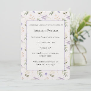 Invitación Hermoso Cumpleaños de Boda Flores de Lavanda Blanc
