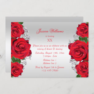 Invitación Hermoso cumpleaños de las rosas rojas románticas