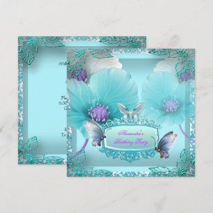 Invitación Hermoso Cumpleaños de Mariposa de Encaje Morado Tu