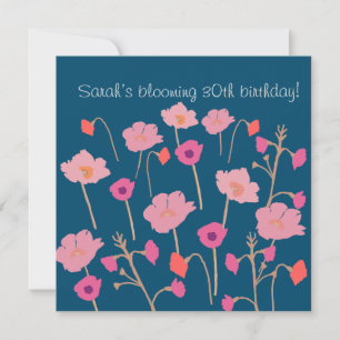 Invitación Hermoso Cumpleaños Floral Moderno Con Edad Persona