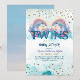 Invitación Hermoso delfín lindo bebé duchas gemelas
