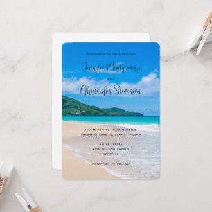 Invitación Hermoso destino tropical playa de arena boda