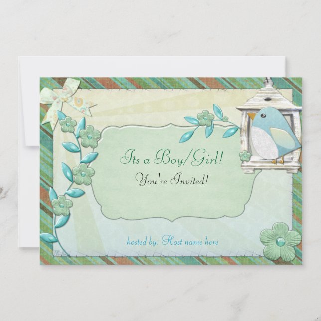 Invitación Hermoso día de cumpleaños BABY SHOWER Bird House (Anverso)