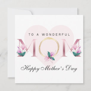 Invitación Hermoso Día de la Madre con Flora Rosa Personaliza