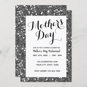 Invitación Hermoso Día de la Madre Purpurina Plata