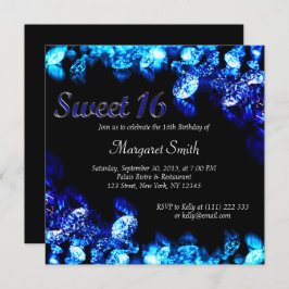 Invitación Hermoso Diamante Azul dulce 16 Invite