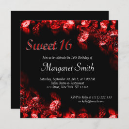 Invitación Hermoso Diamante Rojo dulce 16 invitados